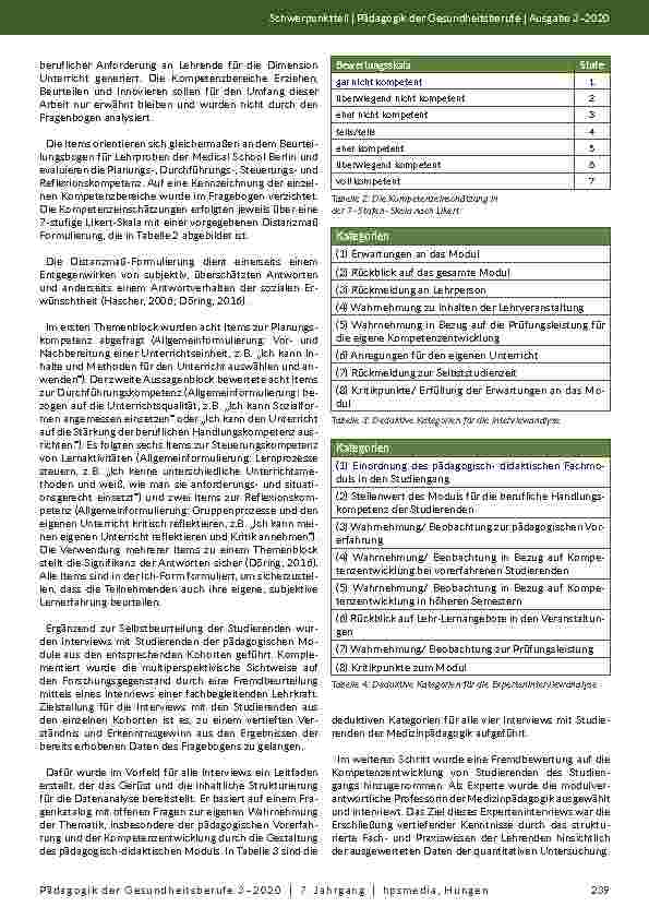 Vorschauseite 5: Die Entwicklung der pädagogischen Kompetenz in der Dimension Unterricht bei Studierenden der Medizinpädagogik durch eine handlungsorientierte Lehre.