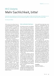 Vorschauseite 1: Mehr Sachlichkeit, bitte!