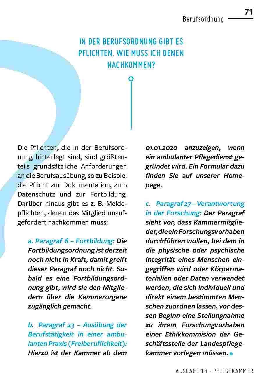Vorschauseite 6: Häufige Fragen zur Berufsordnung: Worauf Mitglieder immer wieder fragen