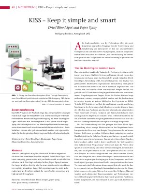 Vorschauseite 1: KISS – Keep it simple and smart Dried Blood Spot und Paper Spray