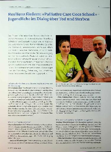 Vorschauseite 1: Resilienz fordern: «Palliative Care Goes School» - Jugendliche im Dialog über Tod und Sterben