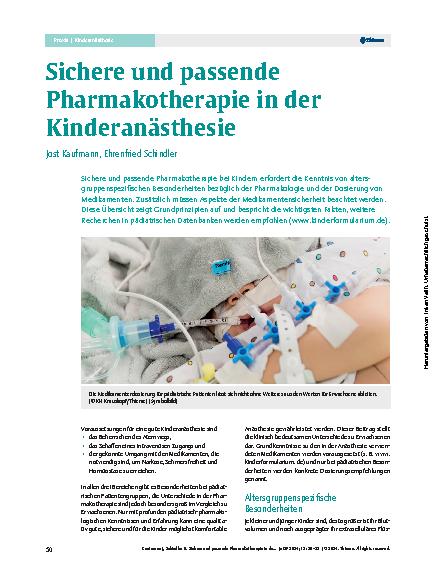 Vorschauseite 1: Sichere und passende Pharmakotherapie in der Kinderanästhesie