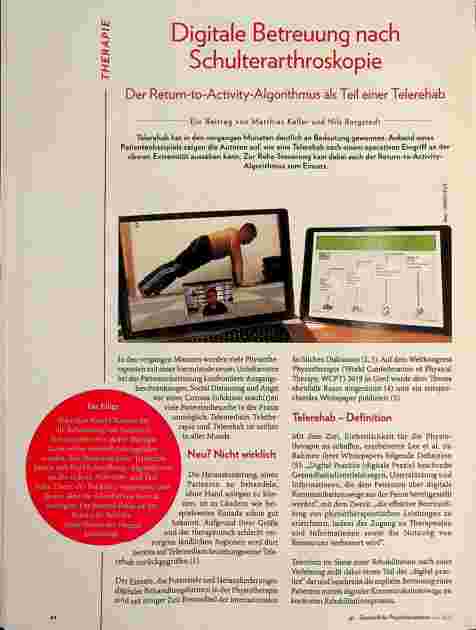 Vorschauseite 1: Digitale Betreuung nach Schulterarthroskopie: Der Return-to-Activity-Algorithmus als Teil einer Telerehabilitation.