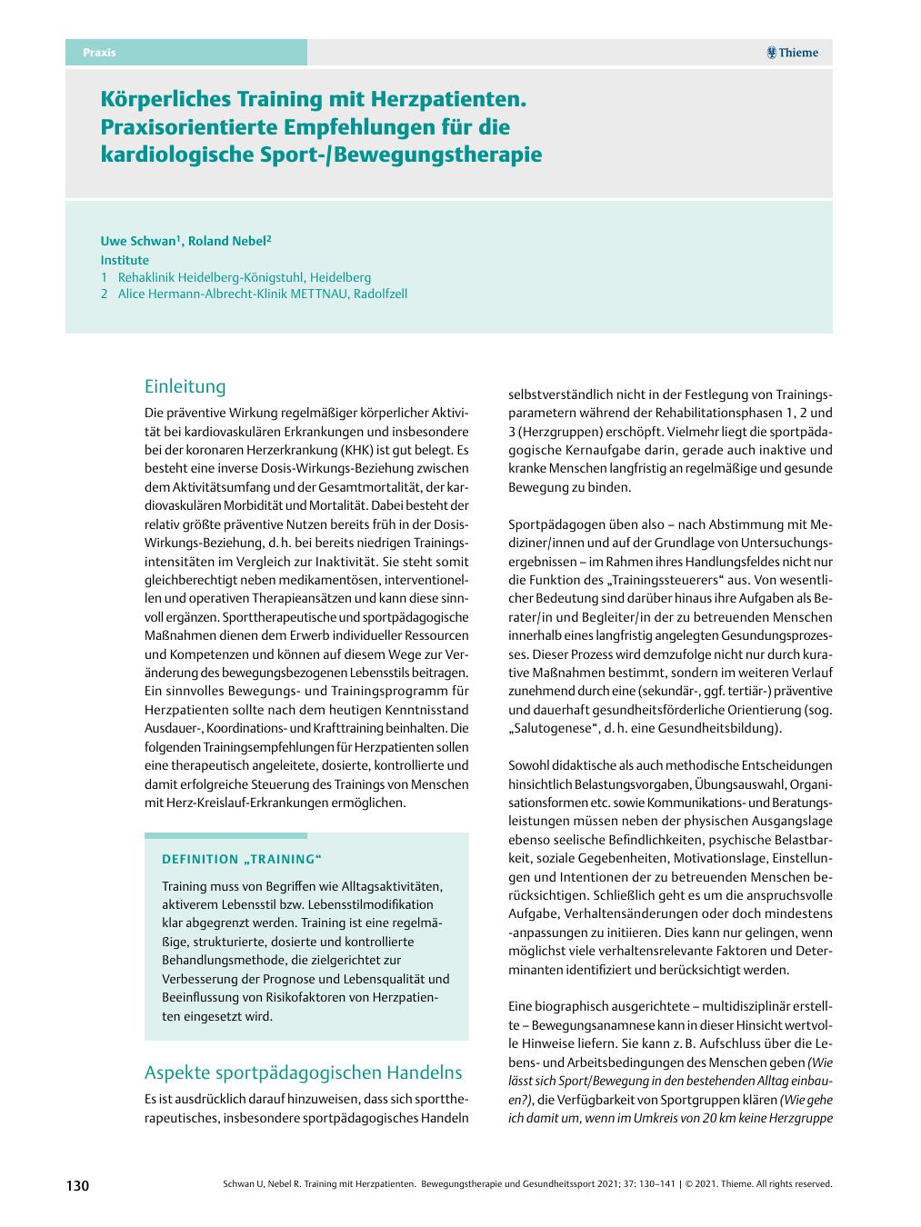 Vorschauseite 1: Körperliches Training mit Herzpatienten. Praxisorientierte Empfehlungen für die kardiologische Sport-/Bewegungstherapie.