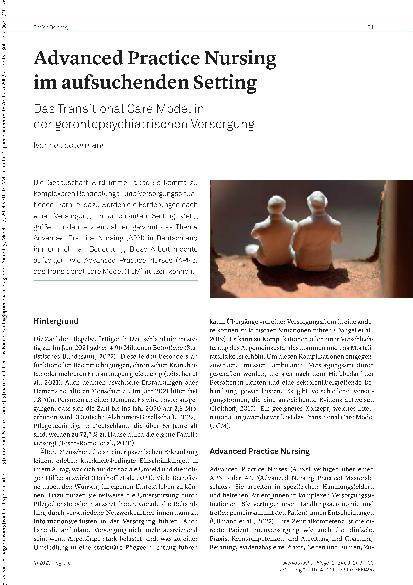 Vorschauseite 1: Advanced Practice Nursing im aufsuchenden Setting: Das Transitional Care Model in der gerontopsychiatrischen Versorgung