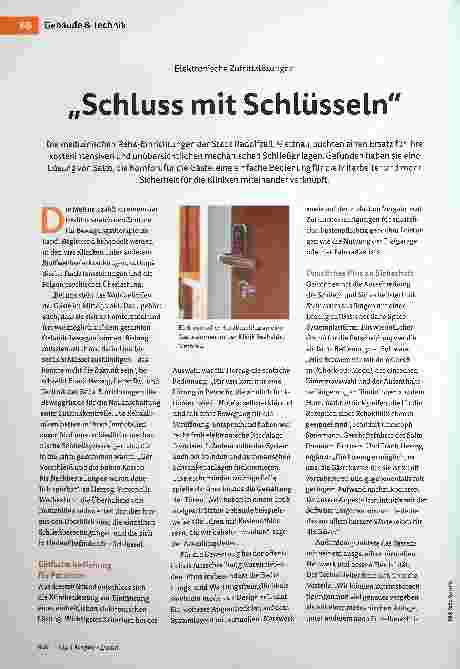 Vorschauseite 1: Elektronische Zutrittslösungen „Schluss mit Schlüsseln"