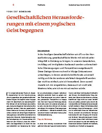 Vorschauseite 1: Gesellschaftlichen Herausforderungen mit einem yogischen Geist begegnen