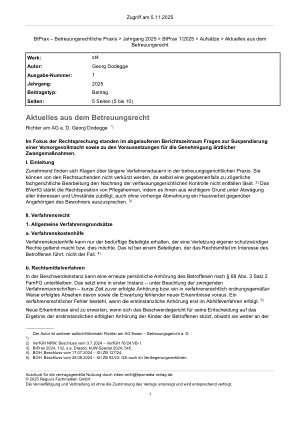 Vorschauseite 1: Aktuelles aus dem Betreuungsrecht