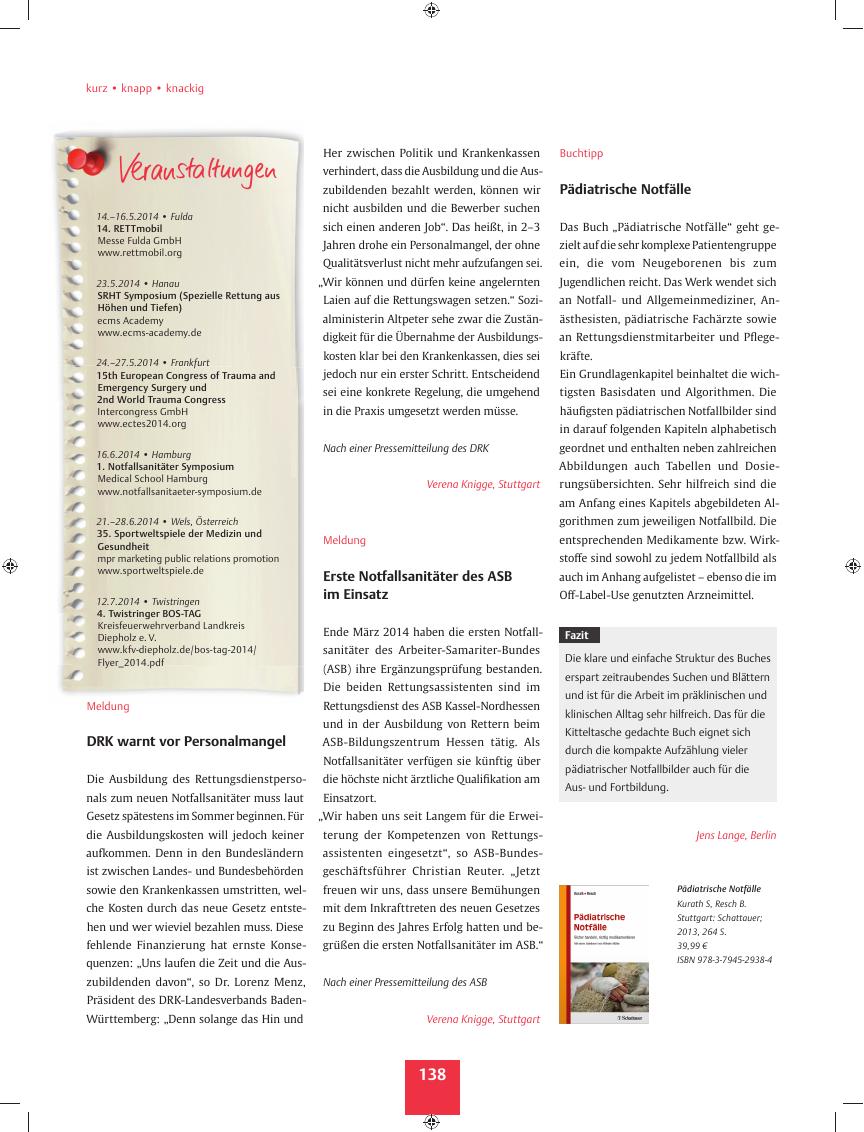 Vorschauseite 1: Buchtipp? Pädiatrische Notfälle