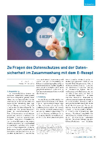 Vorschauseite 1: Zu Fragen des Datenschutzes und der Datensicherheit im Zusammenhang mit dem E-Rezept.