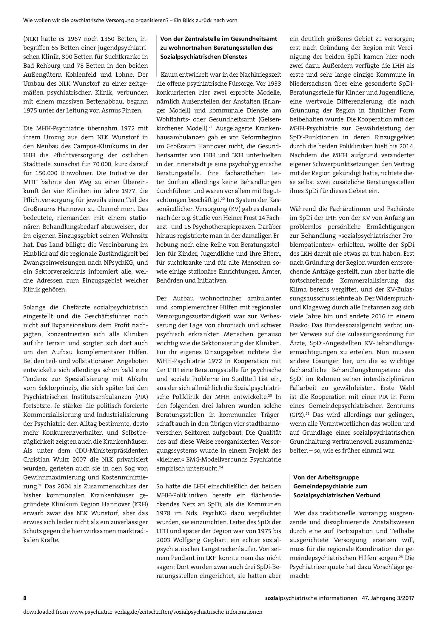 Vorschauseite 4: 50 Jahre Psychiatriereform in der Region Hannover – ein Versuch, psychiatrische Versorgung gut zu organisieren