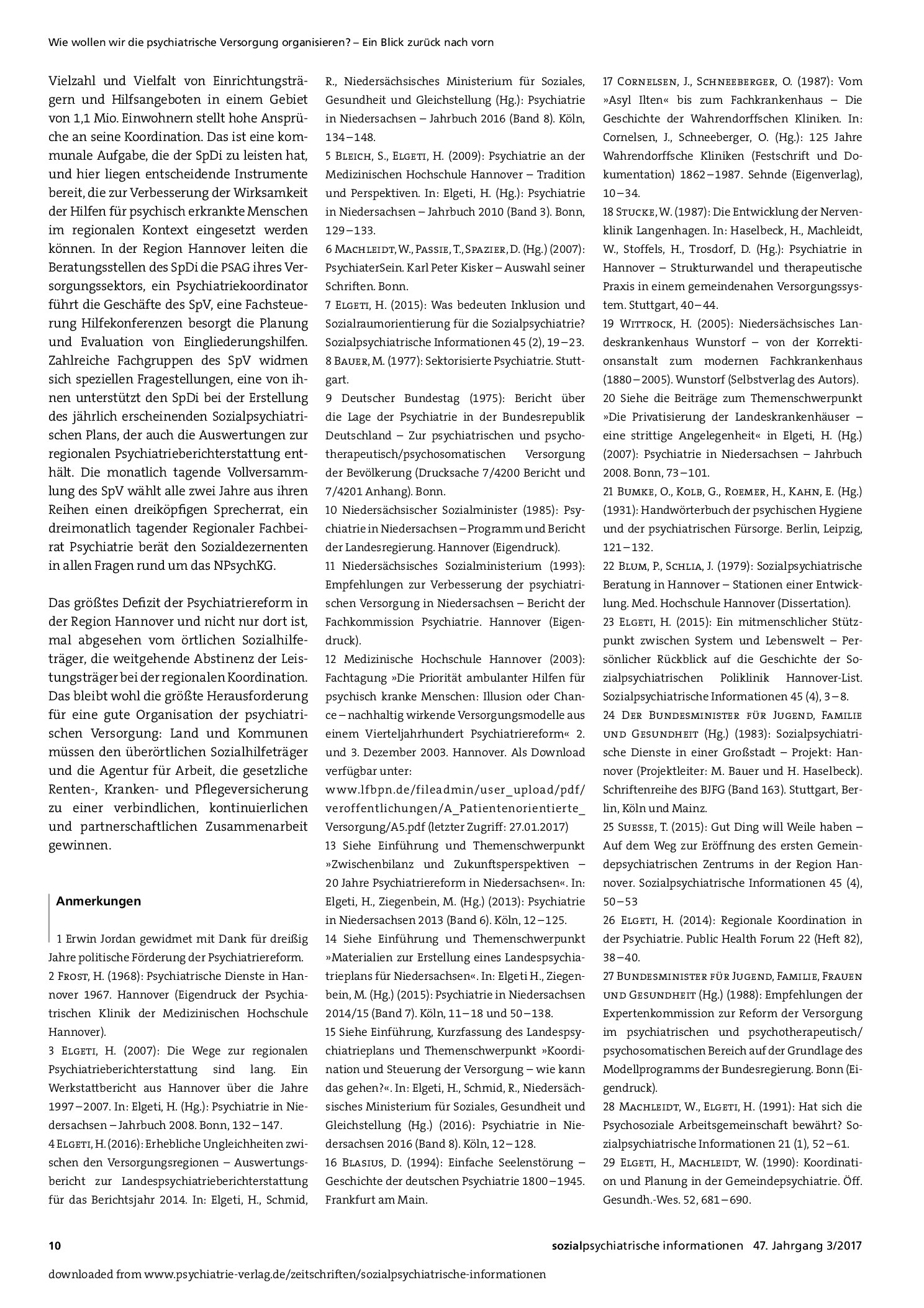 Vorschauseite 6: 50 Jahre Psychiatriereform in der Region Hannover – ein Versuch, psychiatrische Versorgung gut zu organisieren