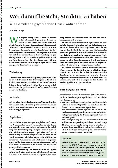 Vorschauseite 1: Wer darauf besteht, Struktur zu haben, wie Betroffene psychischen Druck wahrnehmen.