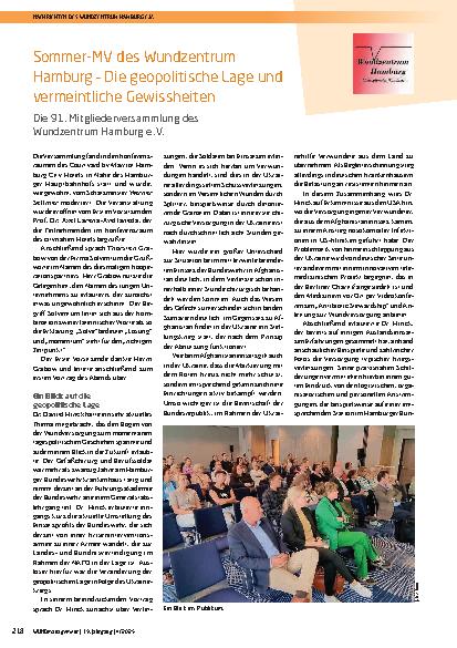 Vorschauseite 1: Sommer-MV des Wundzentrum Hamburg – Die geopolitische Lage und vermeintliche Gewissheiten