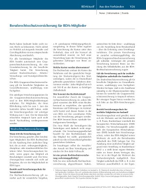 Vorschauseite 1: Berufsrechtsschutzversicherung für BDA-Mitglieder