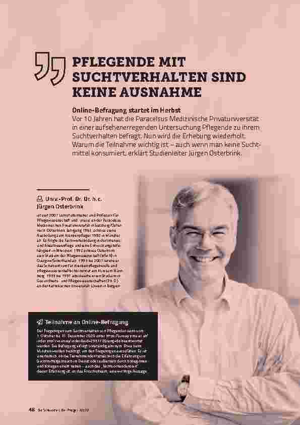 Vorschauseite 1: PFLEGENDE MIT SUCHTVERHALTEN SIND KEINE AUSNAHME