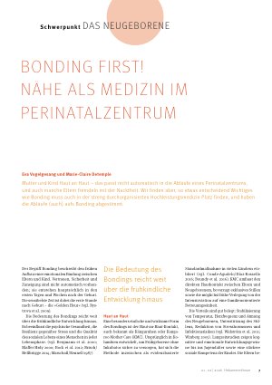 Vorschauseite 1: Bonding first! Nähe als Medizin im Perinatalzentrum