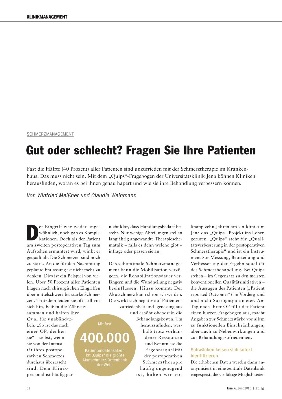 Vorschauseite 1: Gut oder schlecht? Fragen Sie Ihre Patienten