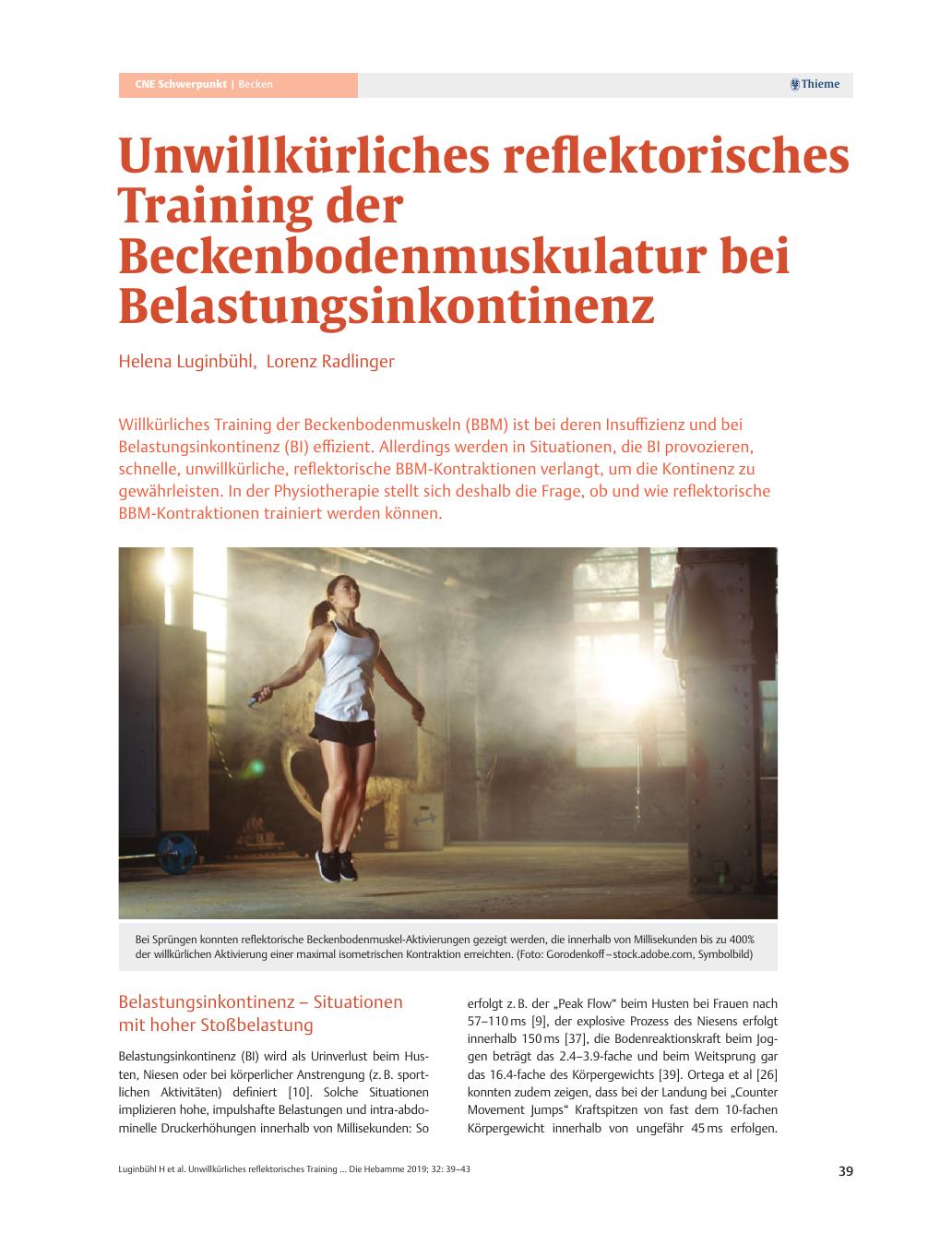 Vorschauseite 1: Unwillkürliches reflektorisches Training der Beckenbodenmuskulatur bei Belastungsinkontinenz