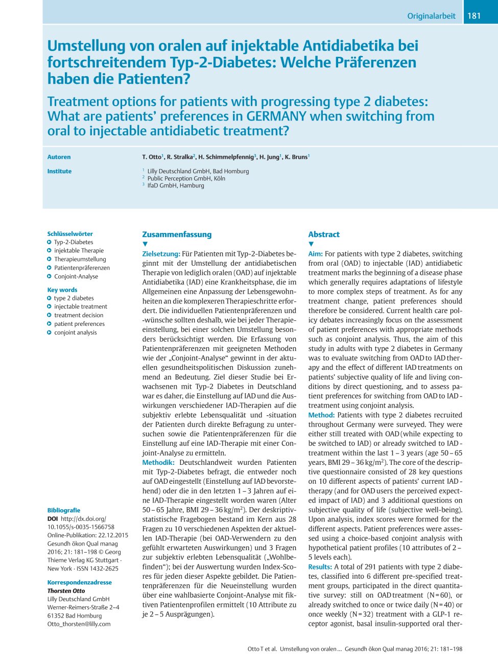 Vorschauseite 1: Umstellung von oralen auf injektable Antidiabetika bei fortschreitendem Typ-2-Diabetes: Welche Präferenzen haben die Patienten?