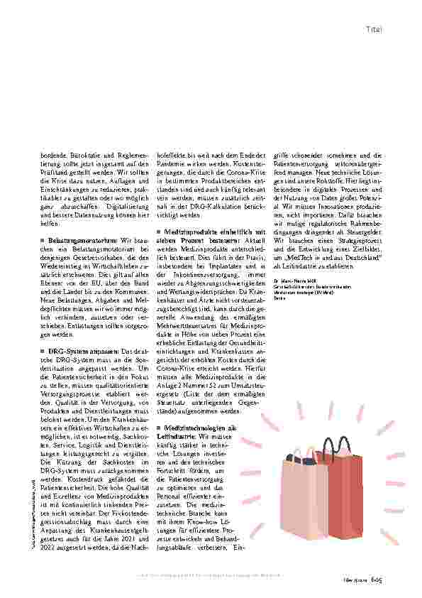 Vorschauseite 2: 10-Punkte-Programm des BVMed: Stärker in technische Lösungen investieren