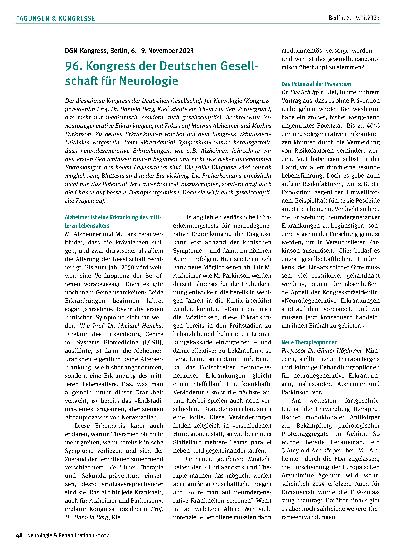 Vorschauseite 1: 96. Kongress der Deutschen Gesellschaft für Neurologie