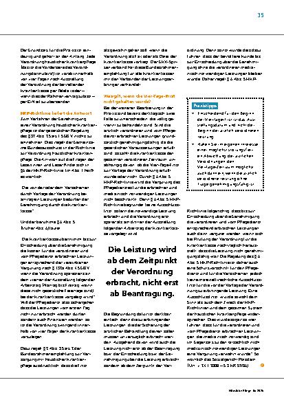 Vorschauseite 2: Die Vier-Tage-Frist für die Vorlage der Verordnung häuslicher Krankenpflege (Teil 1)