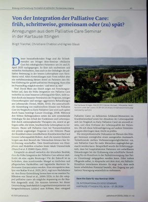 Vorschauseite 1: Von der Integration der Palliative Care: früh, schrittweise, gemeinsam oder (zu) spät?