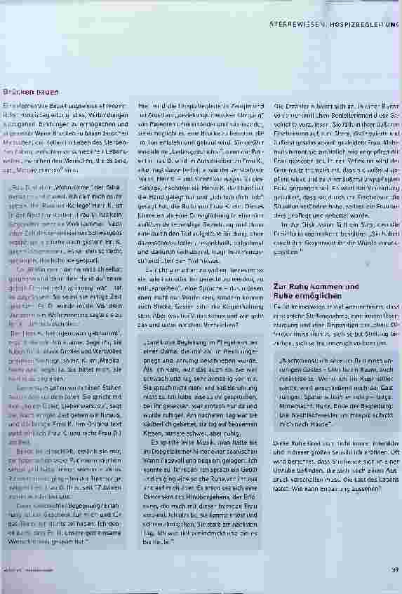 Vorschauseite 3: Wir wissen viel aus der Erfahrung einer gastfreundschaftlichen Begleitung ehrenamtlicher Hospizhelferinnen.