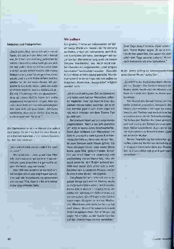 Vorschauseite 4: Wir wissen viel aus der Erfahrung einer gastfreundschaftlichen Begleitung ehrenamtlicher Hospizhelferinnen.