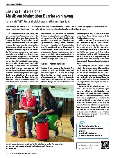 Vorschauseite 1: Musik verbindet über Barrieren hinweg 0 Jahre InTaKT Festival, gleich zweimal im heurigen Jahr