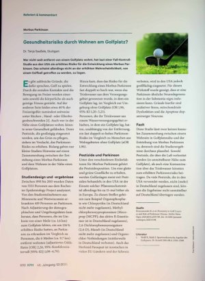 Vorschauseite 1: Gesundheitsrisiko durch Wohnen am Golfplatz?