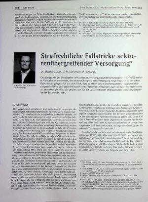 Vorschauseite 1: Strafrechtliche Fallstricke sektorenübergreifender Versorgung*