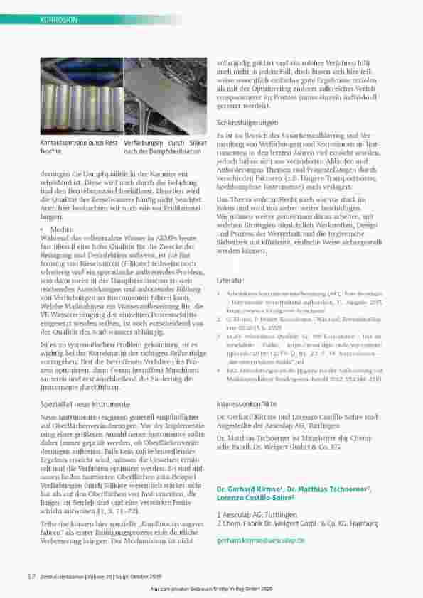 Vorschauseite 3: Verfärbungen und Korrosionen von Instrumenten - das ewige Thema