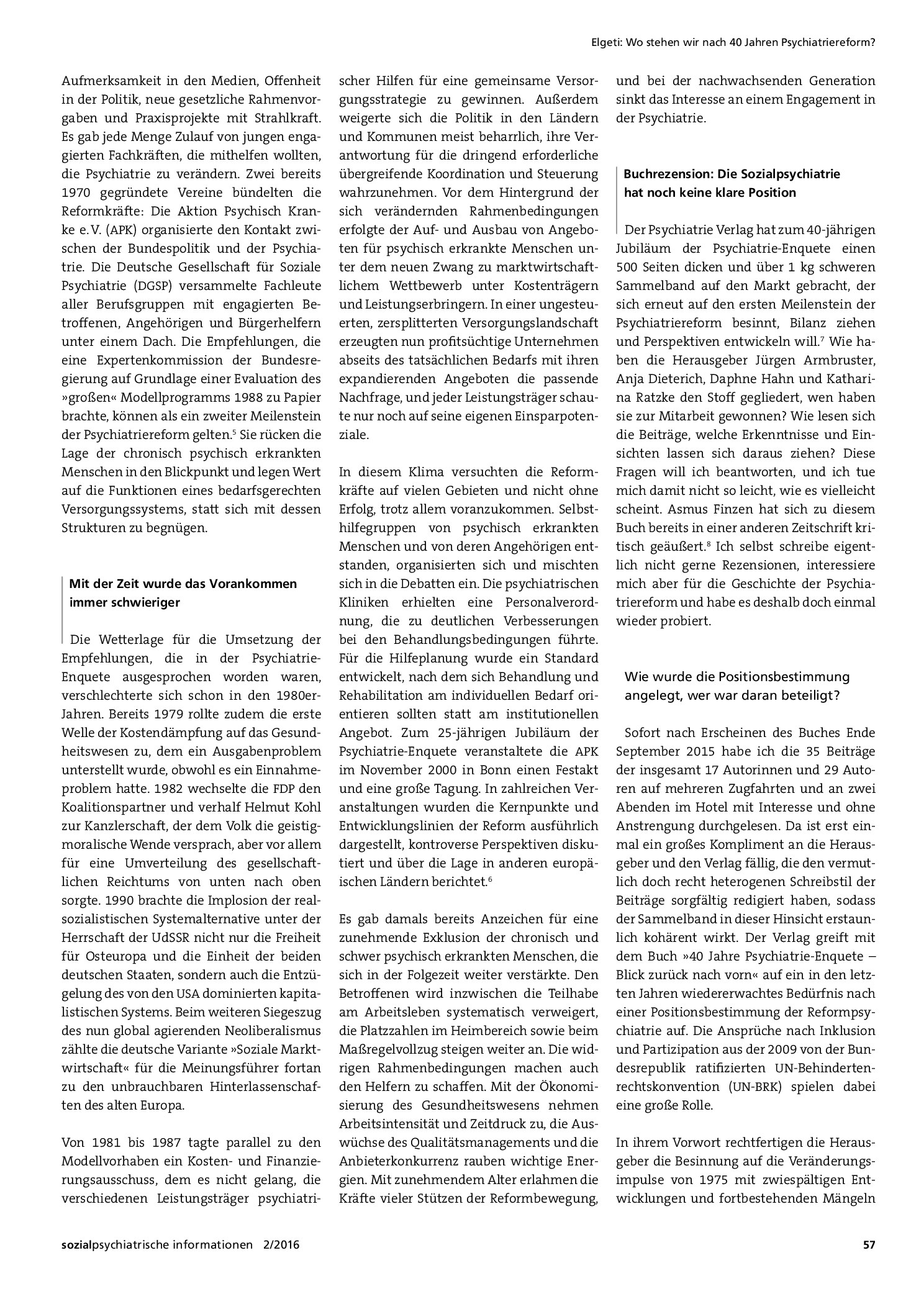 Vorschauseite 2: Wo stehen wir nach 40 Jahren Psychiatriereform?