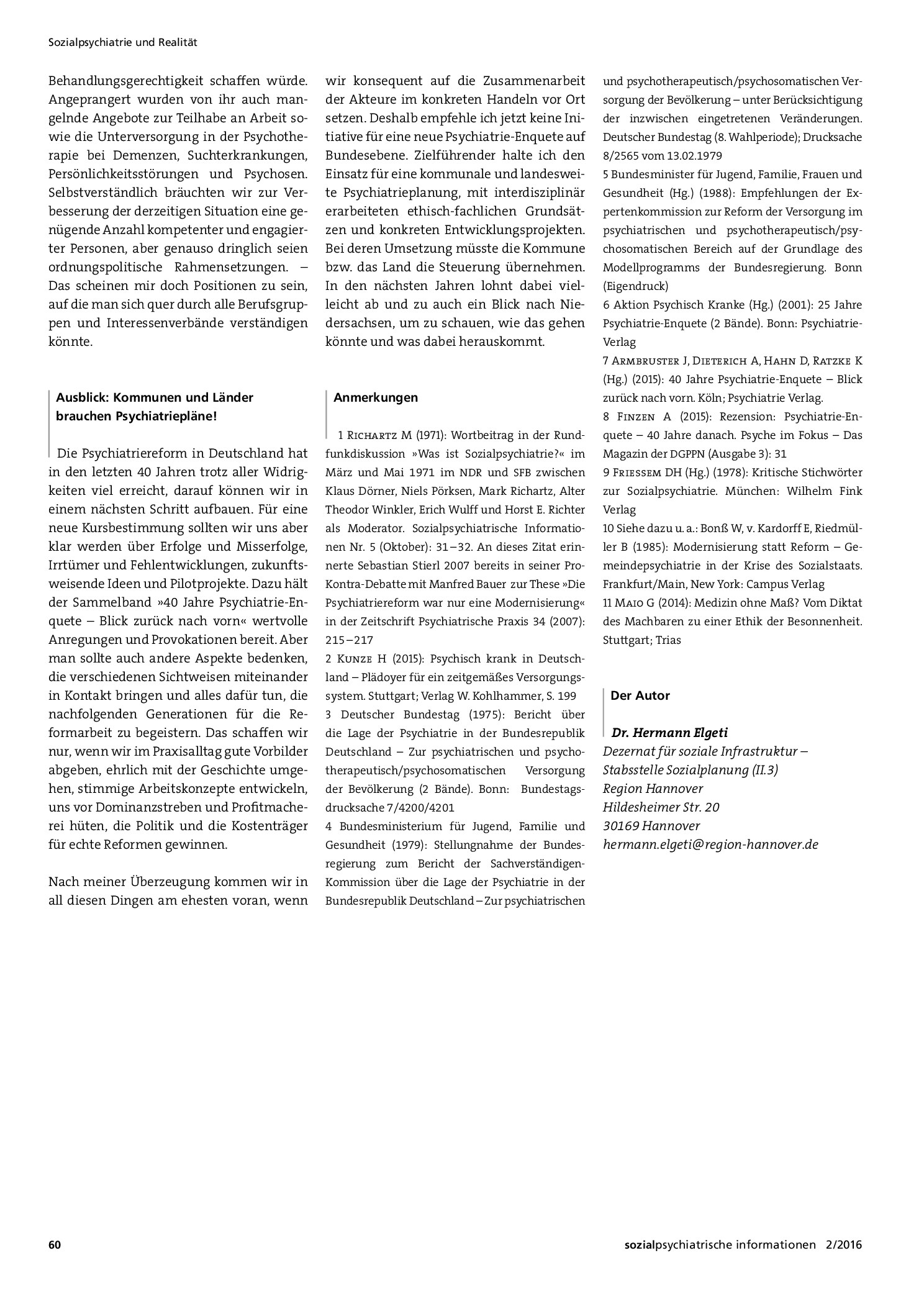Vorschauseite 5: Wo stehen wir nach 40 Jahren Psychiatriereform?