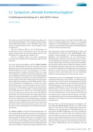 Vorschauseite 1: 11. Symposium „Aktuelle Krankenhaushygiene“ Fortbildungsveranstaltung am 1. April 2026 in Herne