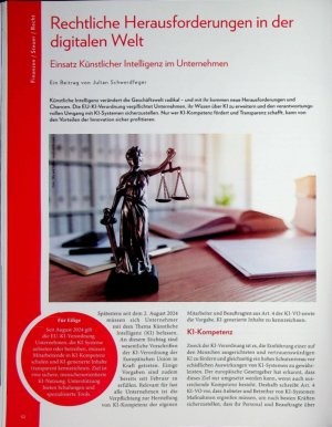 Vorschauseite 1: Rechtliche Herausforderungen in der digitalen Welt Einsatz Künstlicher Intelligenz im Unternehmen
