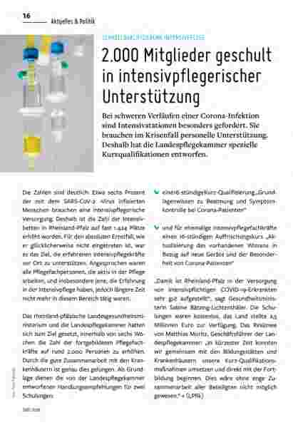 Vorschauseite 1: 2.000 Mitglieder geschult in intensivpflegerischer Unterstützung