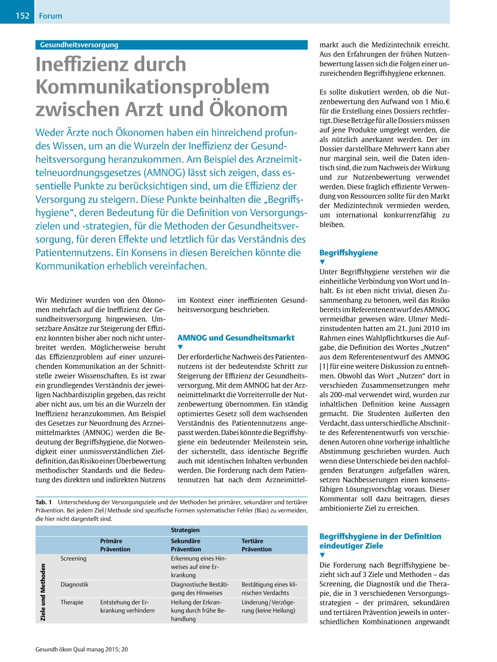 Vorschauseite 1: Gesundheitsversorgung – Ineffizienz durch Kommunikationsproblem zwischen Arzt und Ökonom