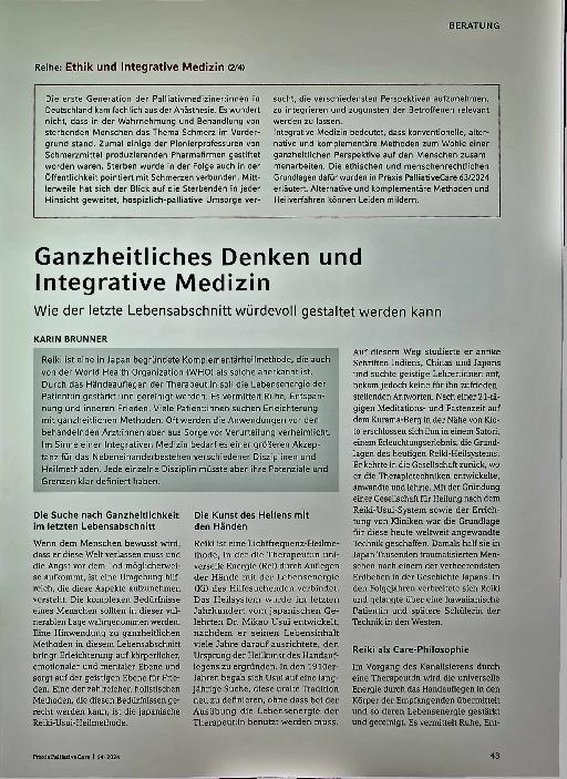 Vorschauseite 1: Ganzheitliches Denken und Integrative Medizin - Wie der letzte Lebensabschnitt würdevoll gestaltet werden kann