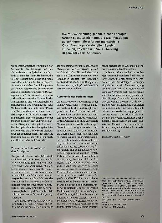 Vorschauseite 3: Ganzheitliches Denken und Integrative Medizin - Wie der letzte Lebensabschnitt würdevoll gestaltet werden kann