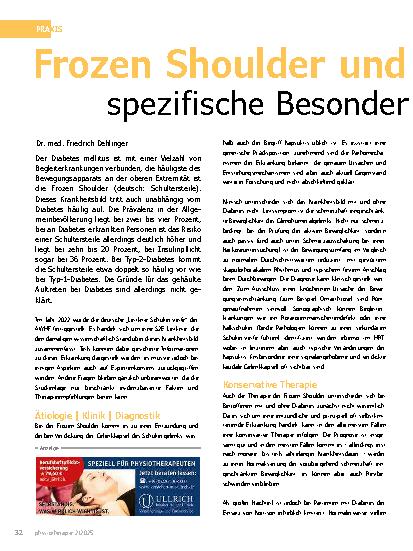 Vorschauseite 1: Frozen Shoulder und Diabetes: spezifische Besonderheiten bei der Therapie