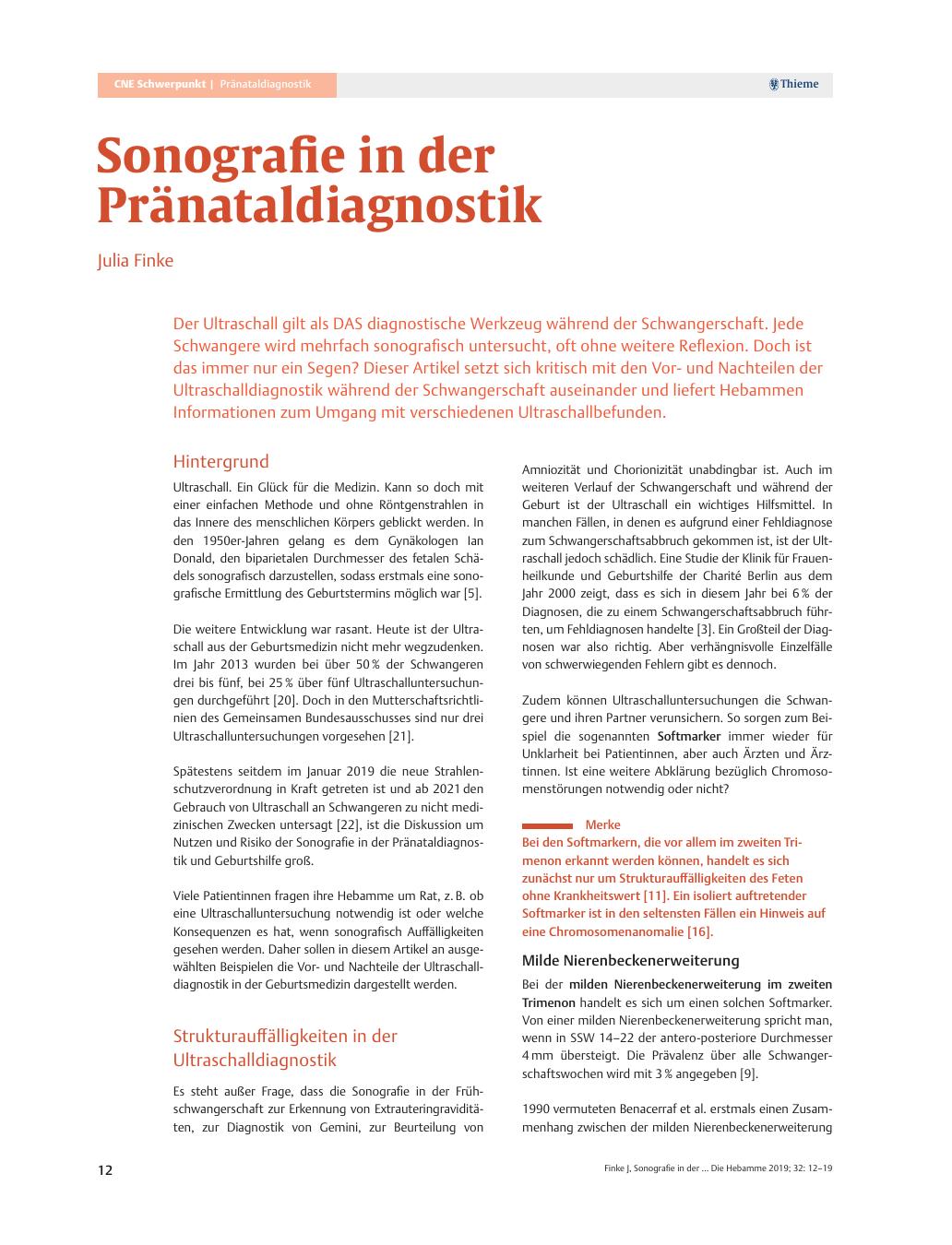 Vorschauseite 1: Sonografie in der Pränataldiagnostik
