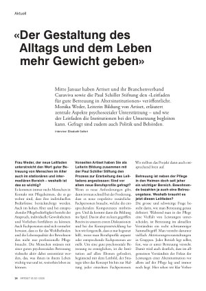 Vorschauseite 1: «Der Gestaltung des Alltags und dem Leben mehr Gewicht geben»
