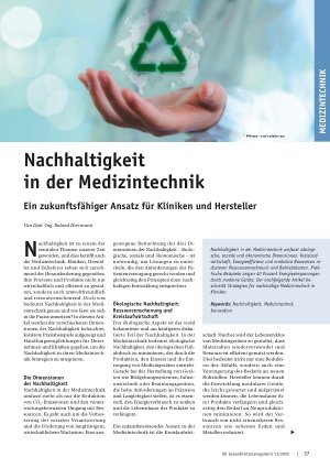 Vorschauseite 1: Nachhaltigkeit in der Medizintechnik Ein zukunftsfähiger Ansatz für Kliniken und Hersteller