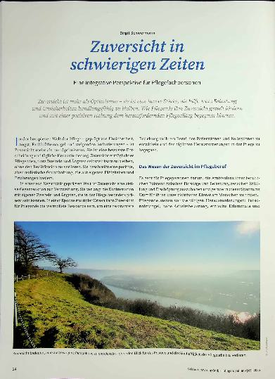 Vorschauseite 1: Zuversicht in schwierigen Zeiten Eine integrative Perspektive für Pflegefachpersonen