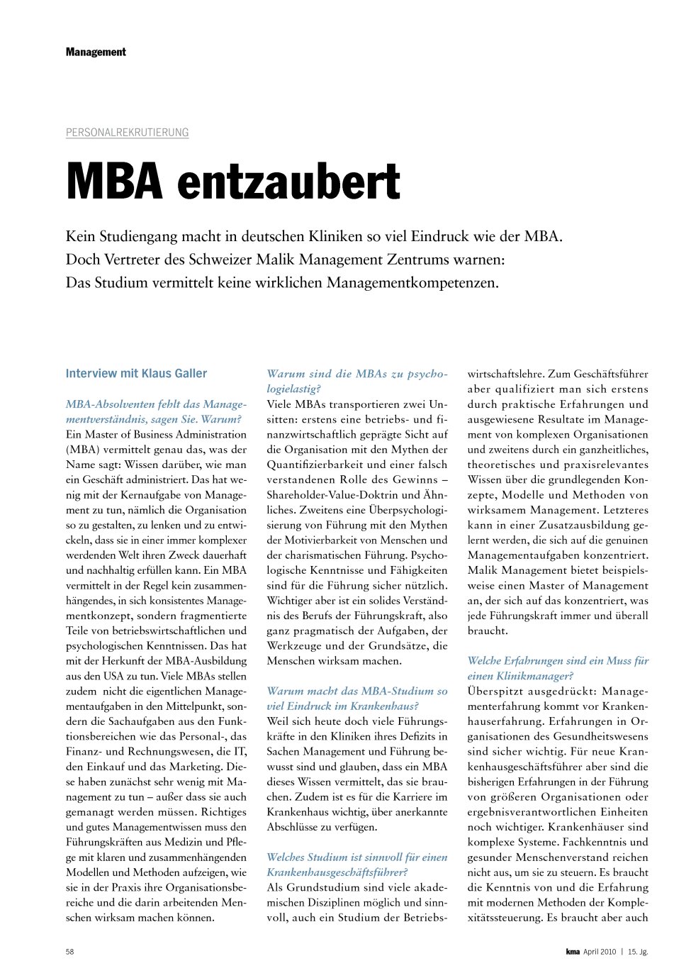 Vorschauseite 1: MBA entzaubert