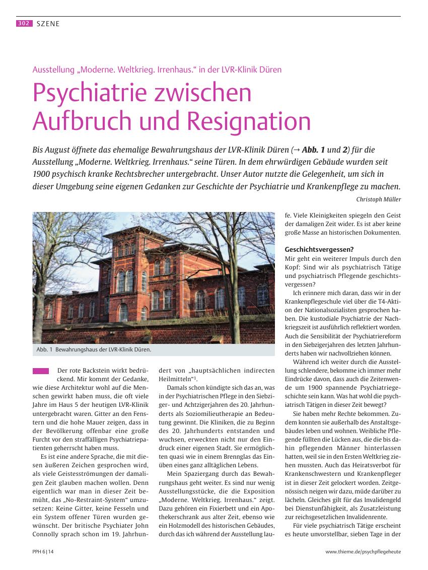 Vorschauseite 1: Psychiatrie zwischen Aufbruch und Resignation