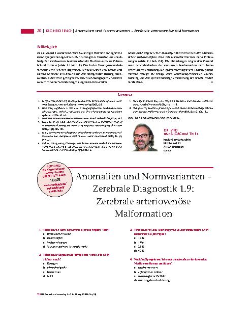 Vorschauseite 3: Anomalien und Normvarianten – Zerebrale Diagnostik 1. 9: Zerebrale arteriovenöse Malformation